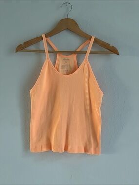 Neon light orange Ribbed racer back Strap Tank Top